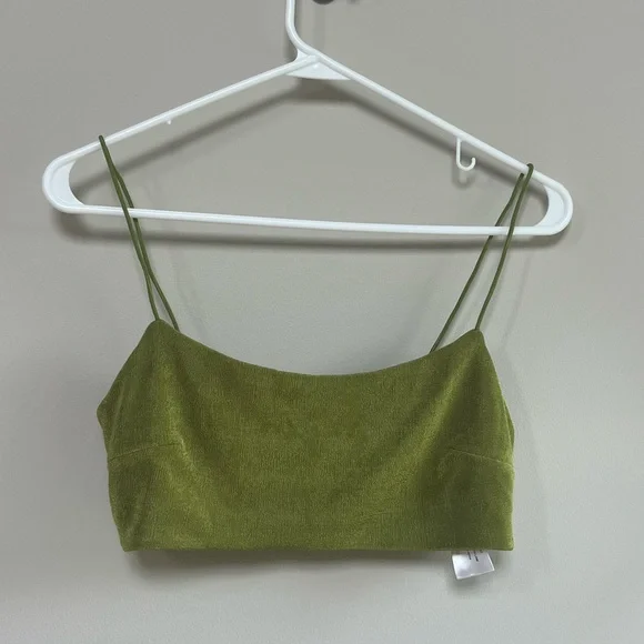Cider Olive Green Crop Tank Top and High Waisted Ruched Maxi Skirt Set Medium(M) - Picture 3 of 8